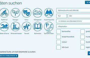 Übersicht Freizeitdatenbank
